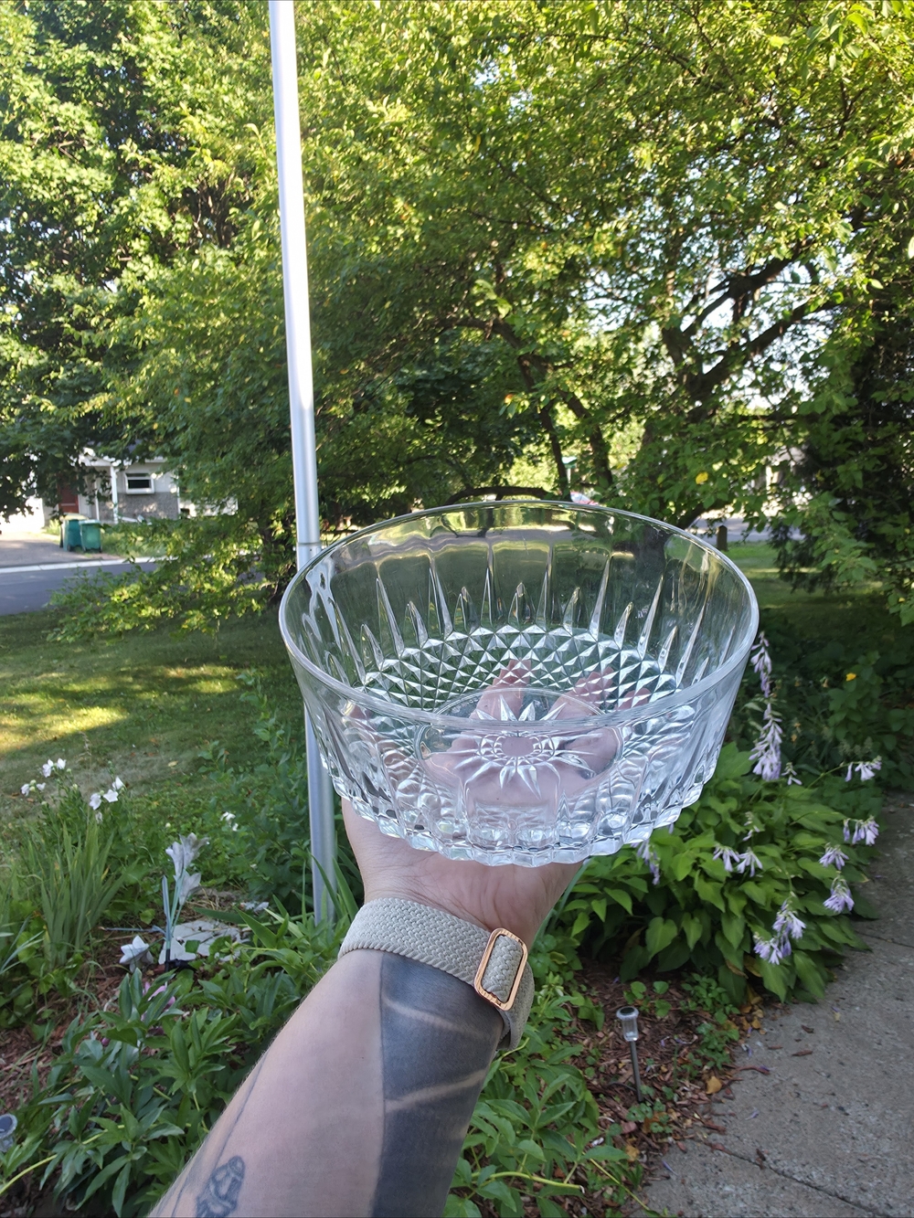 Cut Glass Serving Bowl - Clear Crystal Style